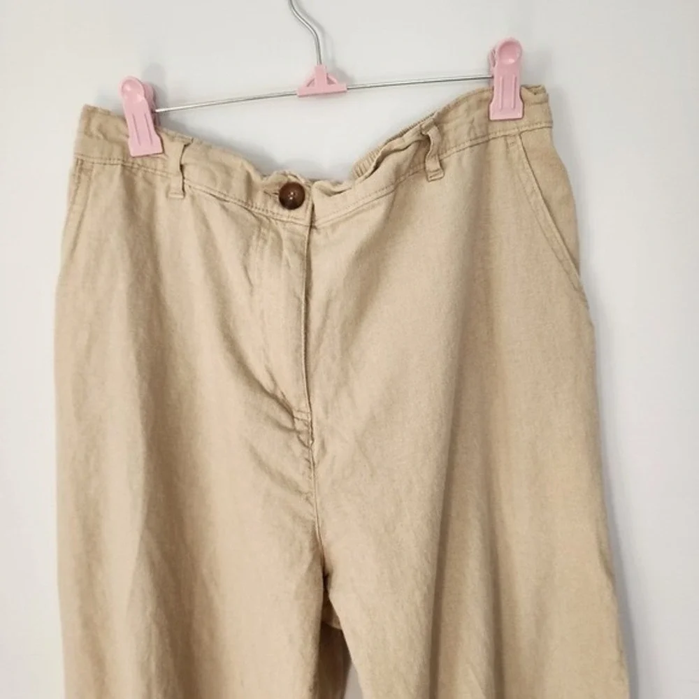 Love Tree Wide Leg Pants Womens Large Beige Linen Blend Boho Coastal Beachy - Picture 7 of 9